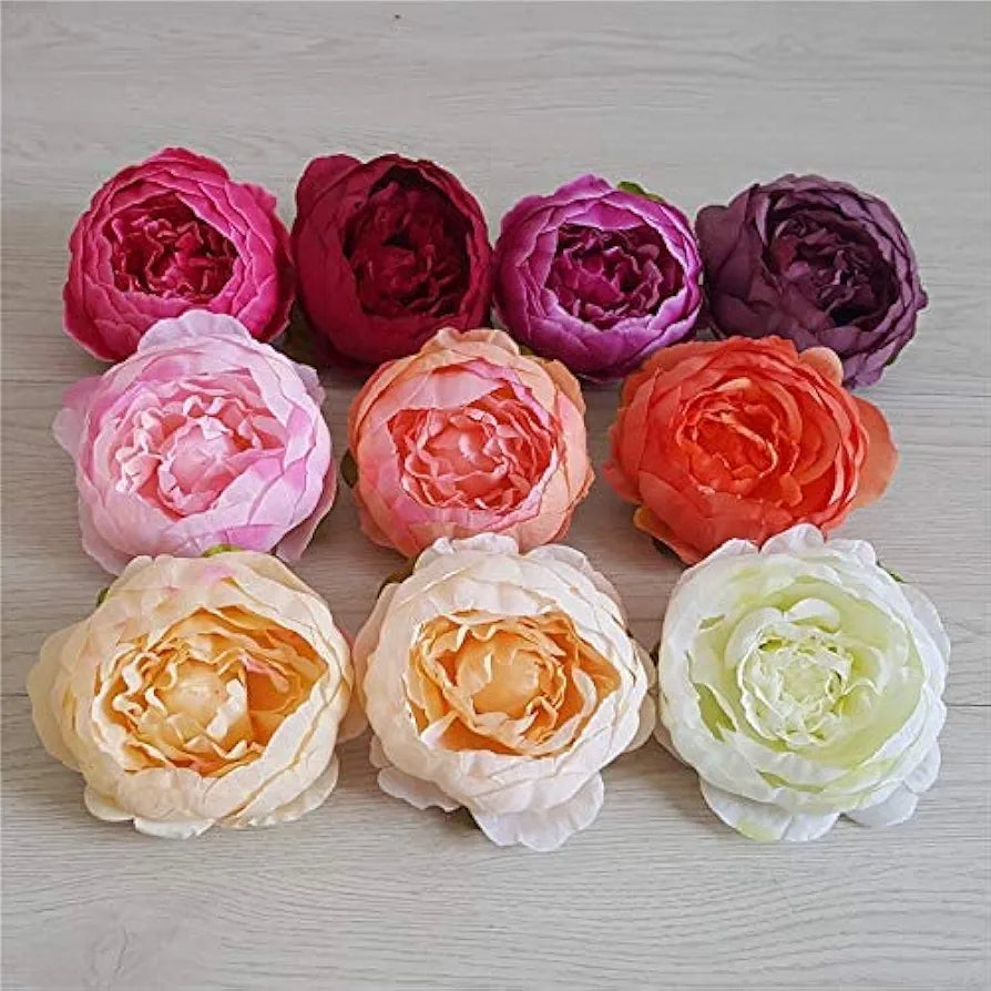 SATYAM KRAFT 6 Pcs Artificial Fabric Rose Flower Heads | Handmade Peony Style Flowers for DIY Crafting, Gift Packing, Bouquet Making, Wedding, Home & Event Decoration